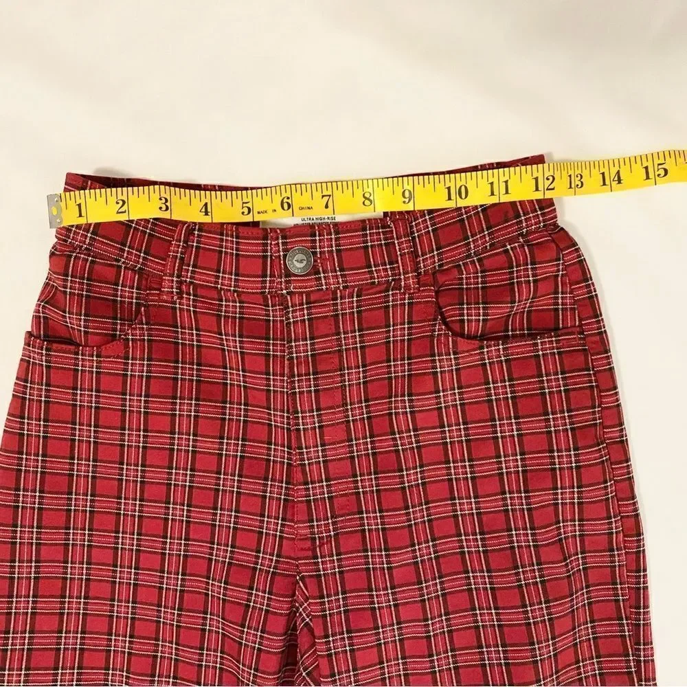 Hollister red plaid pants size XS “ultra high-rise advanced stretch”